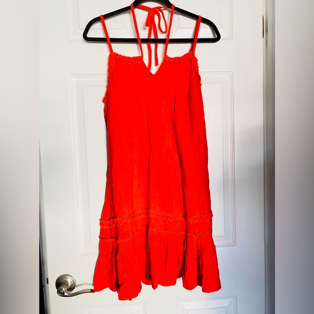 Relipop Women's Halter Top Spaghetti Strap Ruffle Dress - M